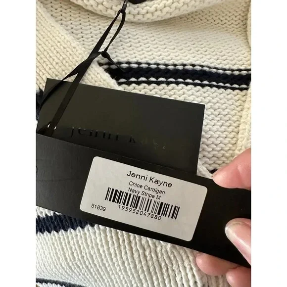 NWT Jenni Kayne Navy Stripe Chloe Cardigan Sweater Size Medium - Picture 9 of 9